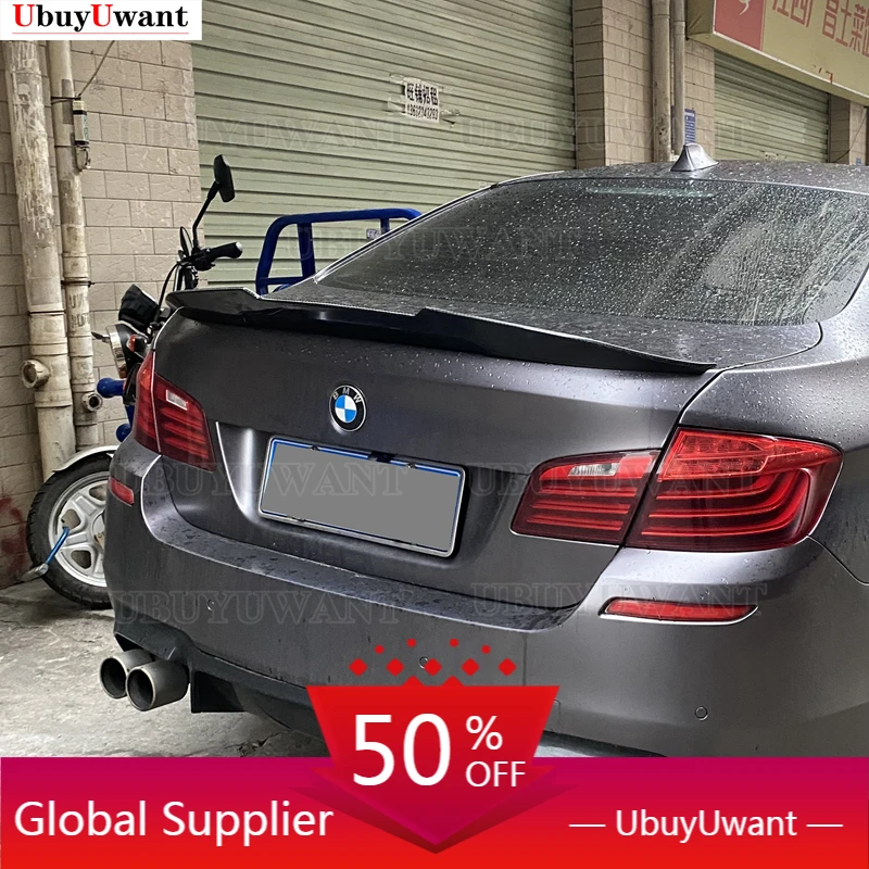 

Задний спойлер для BMW F10, 5 серии, 2010, 2011, 2012, 2013, 2014, 2016, 2017, глянцевый черный спойлер из углеродного волокна, спойлер для крыла багажника