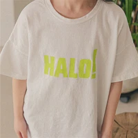 childrens summer fashion new tops boys and girls foreign style round neck simple letters short sleeved small slip shoulder t sh