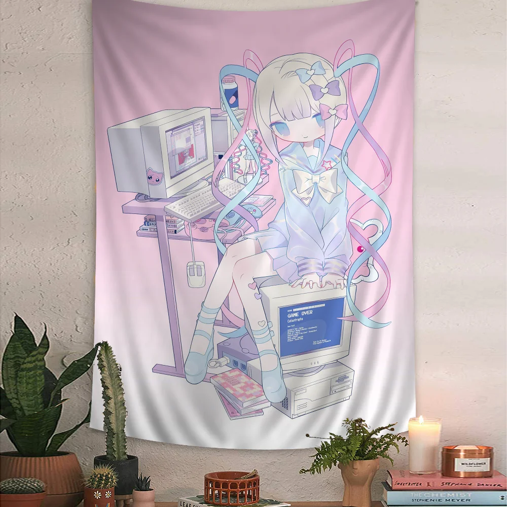N-Needy Girl Overdose Game Anime Tapestry Cheap Hippie Wall Hanging Bohemian Tapestries Mandala Home Decor