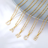 fashion initials necklace for women zircon letter pendant stainless steel gold chain alphabet chokers jewelry accessories bff