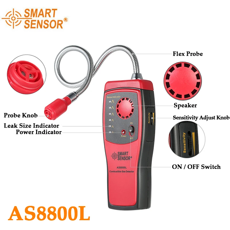 

SMART SENSOR AS8800L Handheld Portable Gas Sniffer to Locate Gas Leaks of Combustible Gases Automotive Mini Determine Tester