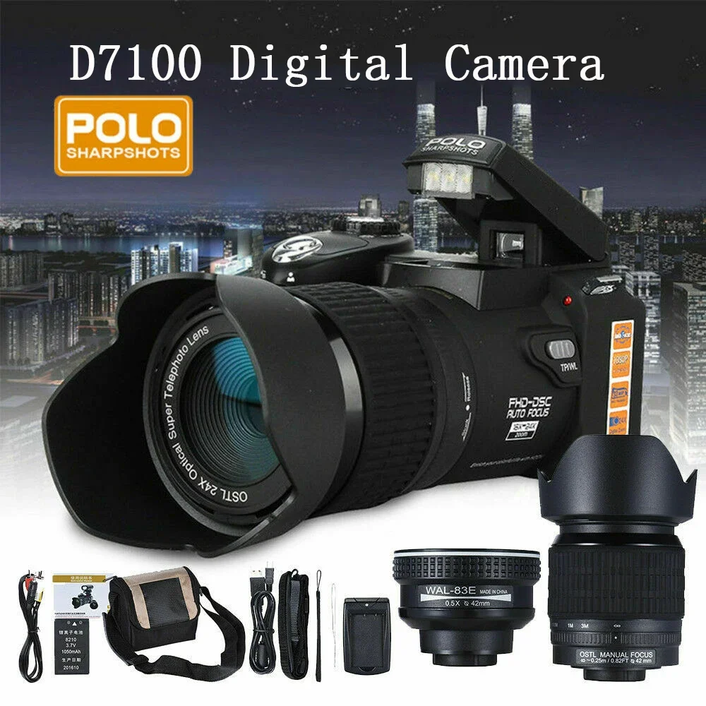 24X оптический зум HD цифровая камера POLO D7100 33 миллиона пикселей Автофокус