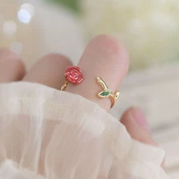 french romantic rose open ring for lady 14k real gold waterproof adjustable charm rings wedding daily accessories birthday gift