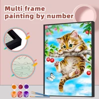 ruopoty diy painting by numbers with multi aluminium frame kits 60x75cm cats canvas painting home decor gift coloring by numbers
