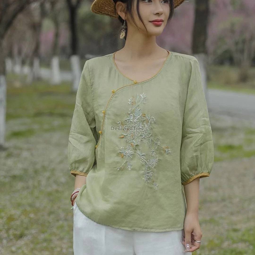 Новинка 2024 винтажный Улучшенный Топ qipao в китайском стиле Свободный Повседневный
