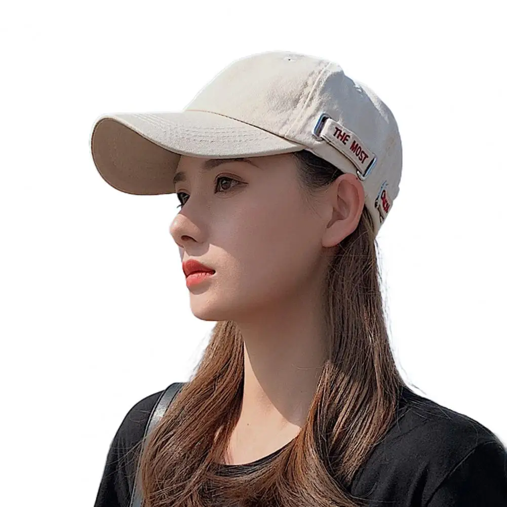 

Summer Unisex Baseball Hat Letter Adjustable Sun Protection Embroidery Heart Ponytail Vintag Visor Casual Cap for Outdoor