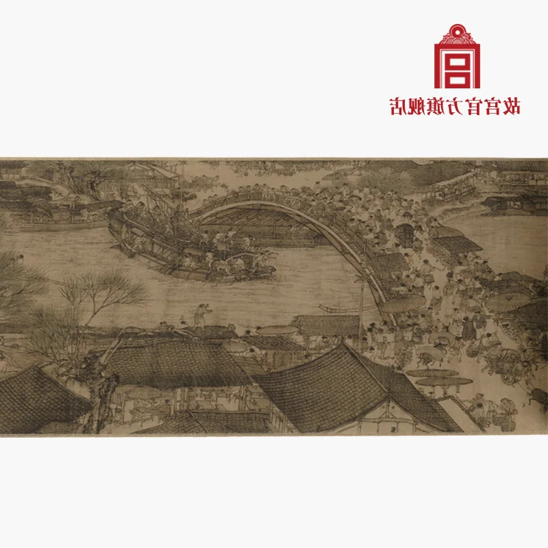 

Riverside Qingming Express Editio Portable High Imitation Decorative Painting Birthday Gift Palace Museum
