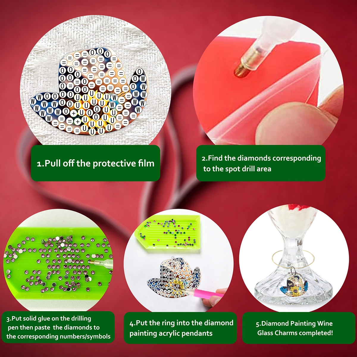 8 шт. подвески подвеска сделай сам алмазная живопись бокалы для вина маркеры