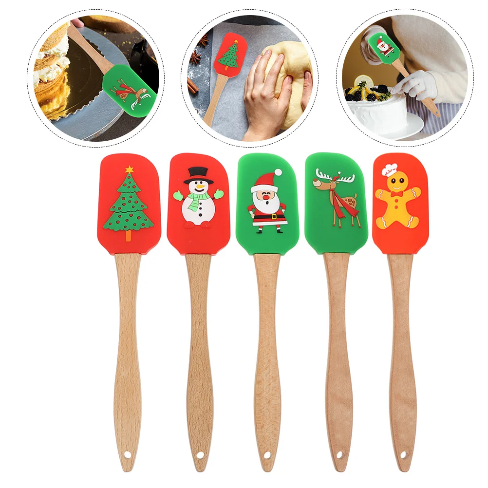 

5 Pcs Cream Spatula Home Accessory Ergonomic Baking Tools Silicone Butter Spachella Accessories Gingerbread Christmas kitchen