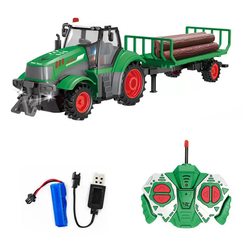 1:24 RC Car 27MHZ Radio Remote Control Farm Tractors Trailer Agricultural Trucks LED RC Farming Electronic Vehicle Toy Kids Gift