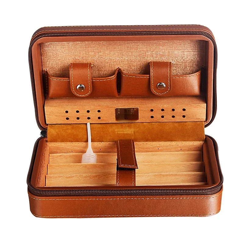 Искусственная коробка для сигар путешествий искусственная кожа кедр дерево