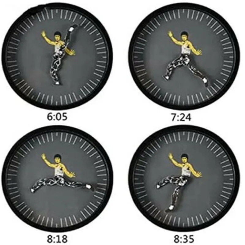 Настенные часы кунг-фу настенные часы Брюс Сяолун Ли китайские часы в стиле кунг-фу домашние украшения Оригинальные круглые часы