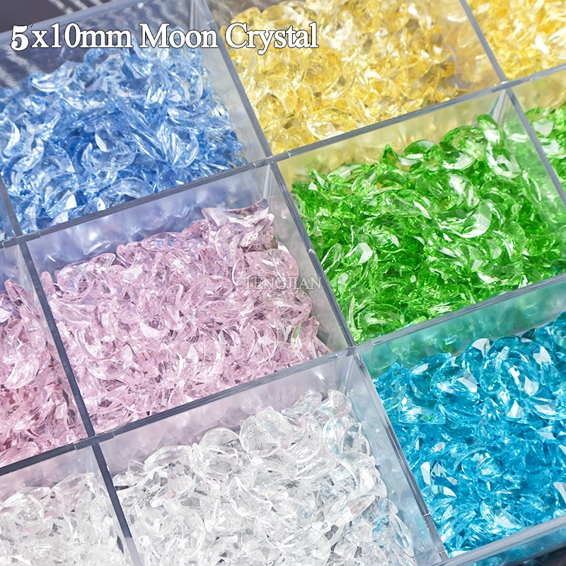 Прозрачное Аврора Луна 5x10mm Искусство ногтей стразы 7цветные наконечники дно