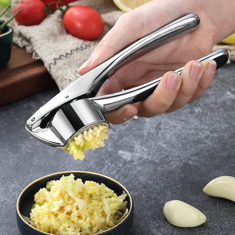 

Zinc Alloy Garlic Press Manually Mashed Machine Crusher Handheld Cooking Ginger Crusher Kitchen Tools Chopping Squeezer