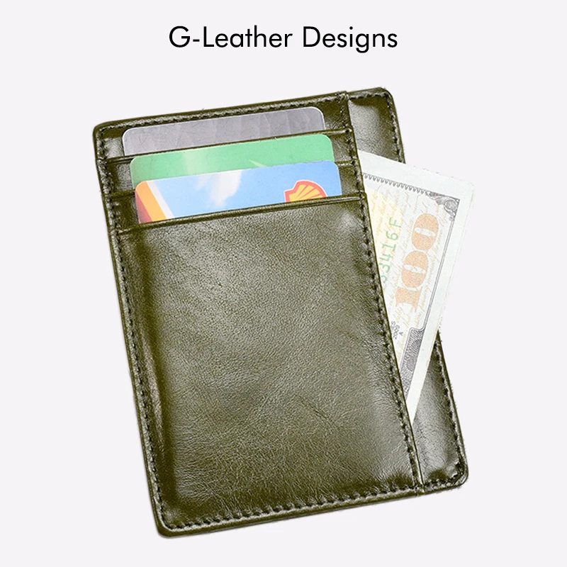 Vintage Genuine Leather Card Holder Oil Waxy Leather Credit Card Wallet Cases Unisex Slim Card Bag