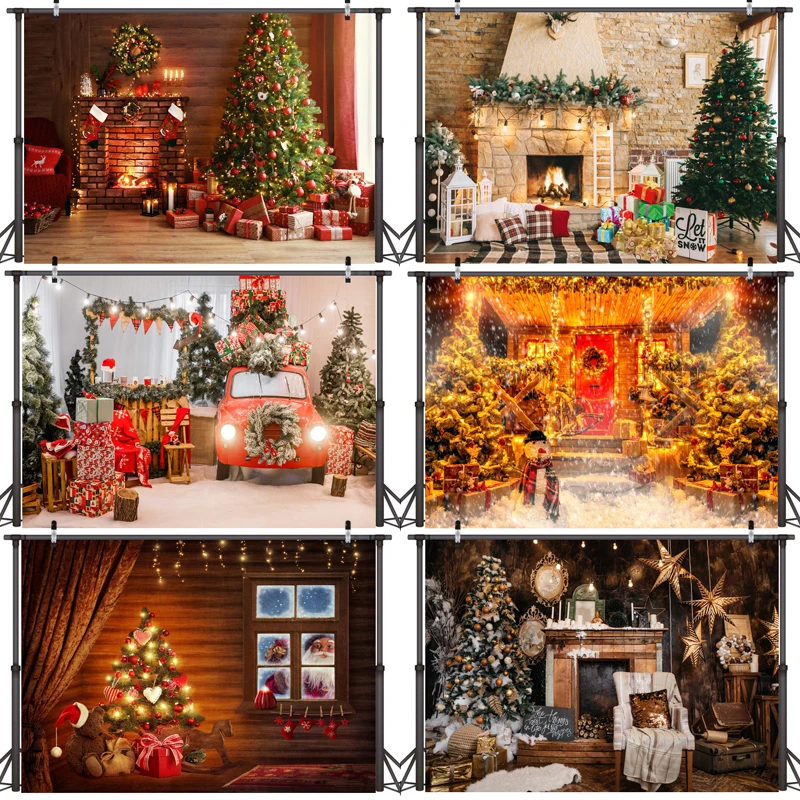 

SZFOSITE 2023 Christmas Decoration Photography Backdrops Children Christmas Tree Party Background Photo Studio Photo Backdrops