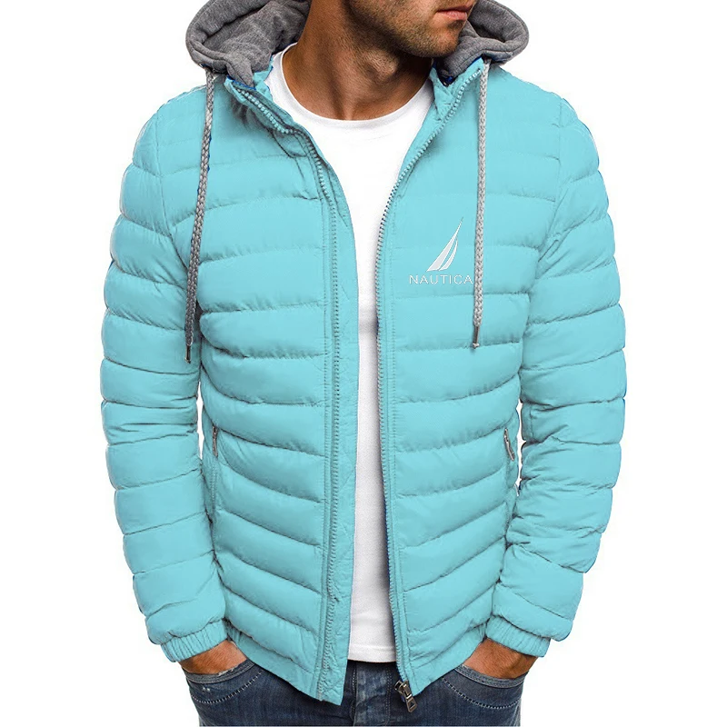 23Brand oversized down jacket NAUTICA men's detachable hat thickened hooded cardigan drawstring winter thickened warm jacket top