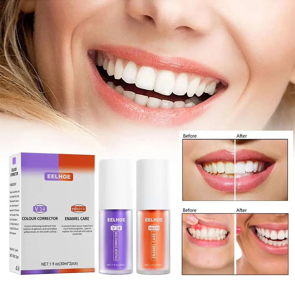 

30ml Orange+30ml Purple Fruit Toothpaste Set Enamel Teeth Stains Removal Tooth Whitening Cleaning Dental Hygiene Care Freshener