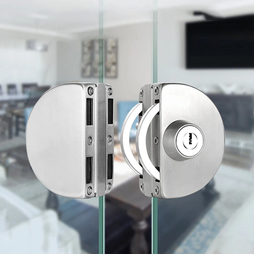 

Lock Glass Door Lock For 8-12mm Thickness Frameless Double Swing Or Sliding Toughened Glass Door Glass Door Lock Silver Lock Set