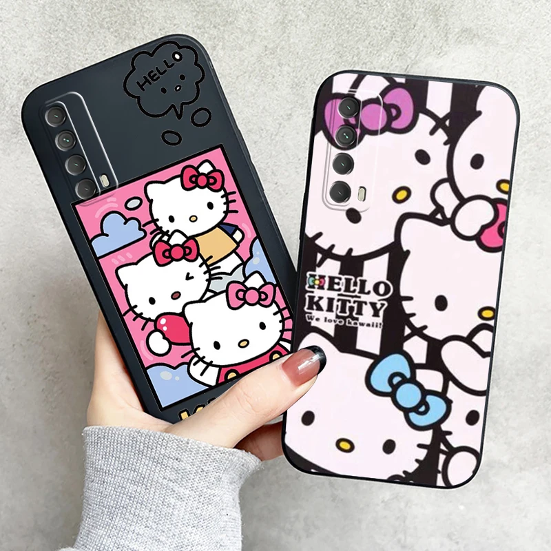 

Hello Kitty Phone Case For Huawei P Smart Z 2019 2021 P20 P20 Lite Pro P30 Lite Pro P40 P40 Lite 5G Black Silicone Cover
