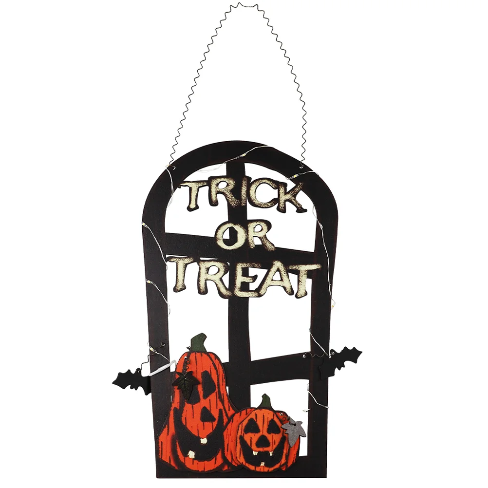 

Halloween Glowing Sign Decor Hanging Board Door Hanger Letter Party Adornment Copper Wire LED Pendant Style Scene