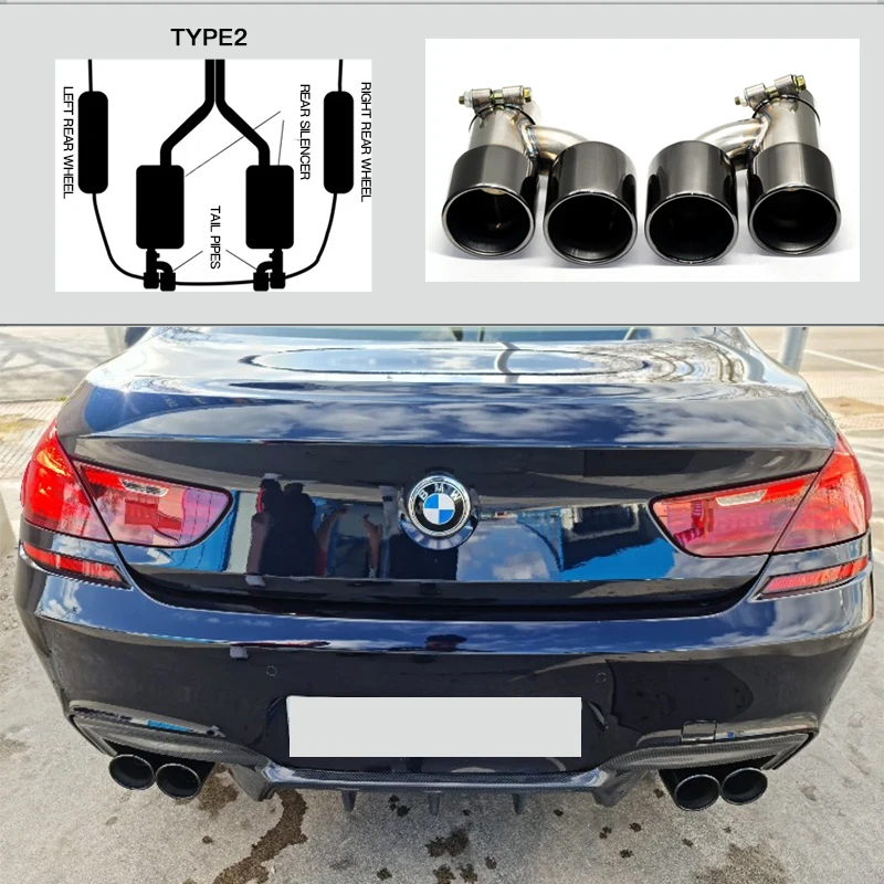 Фото Автомобильная выхлопная труба для BMW 640i 535i глушитель наконечник двойная выхлопная труба нержавеющая сталь автомобильный наконечник выхлоп... №1