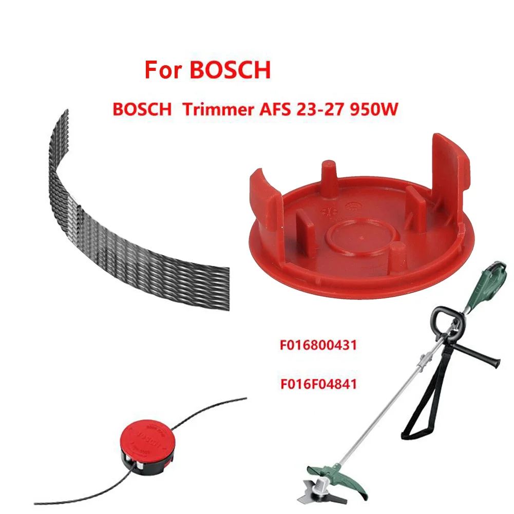 10pcs Trimmer Cutting Spool Lines With 1pcs Spool Cover Cap For Bosch AFS 23-37 Electric Brush Cutter Garden Power Equipment