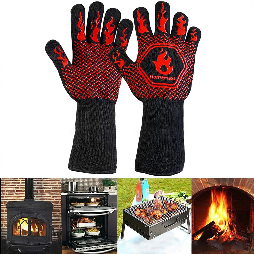 

Heat-resistant gloves for barbecue, silicone mittens for oven, pots, microwave, kitchen, a pair