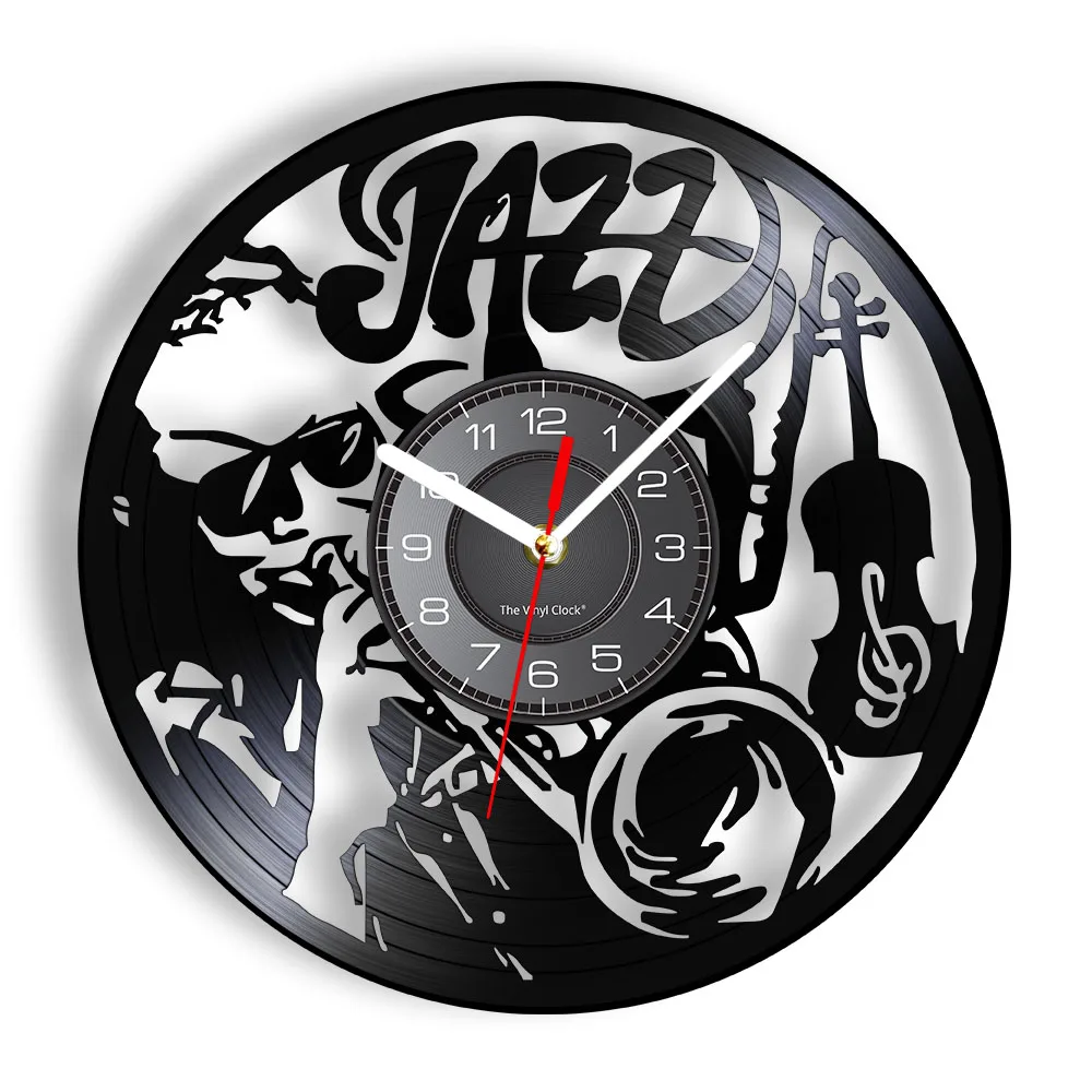 Musicians Jazz Music Legend Wall Clock Cello Trumpet Horn Classical Music Instrument Vinyl Record Wall Clock Jazz Players Gift