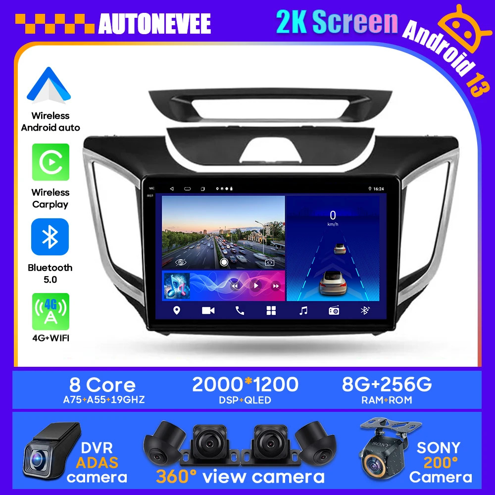 Автомагнитола на Android для Hyundai Creta IX25 2015-2019 головное устройство мультимедиа GPS Carplay