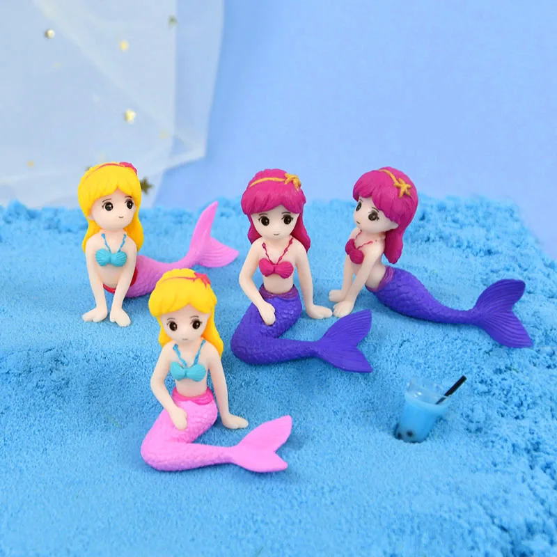 

Little Mermaid Party Ornament Cute Cartoon Mermaid Cake Decor Girl Birthday Party Baby Shower Home Garden Miniatures Craft Decor
