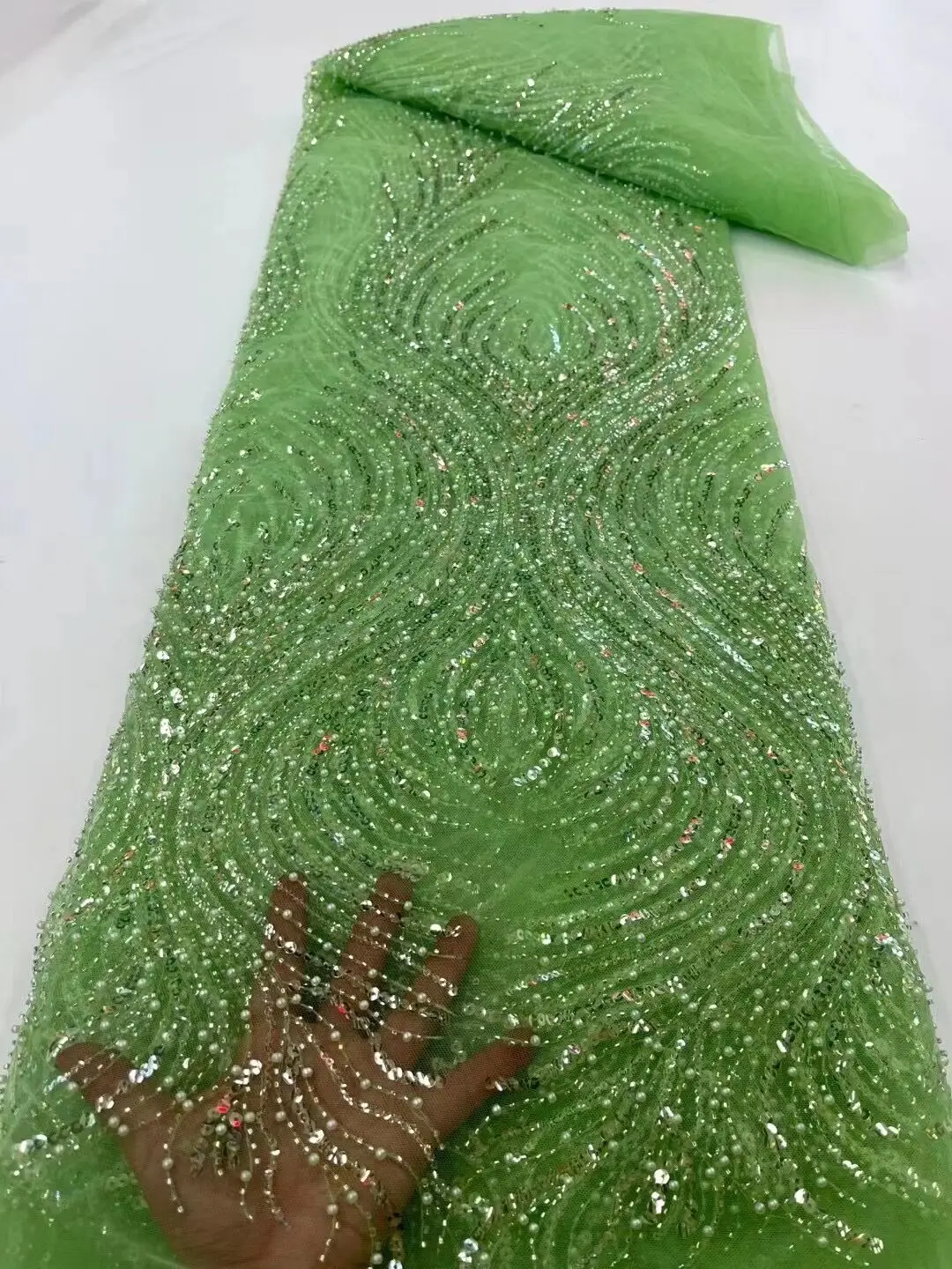 Ткань Ngerian, ткань с блестками и бусинами, вышитые африканские тюлевые кружева для одежды, Свадебный материал, высокое качество