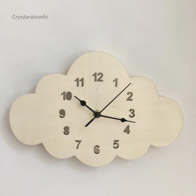 

INS Nordic Home Furnishing Log Cloud Clock Cartoon Mute Clock Wall Decoration Children's Room Clock Soft Decoration