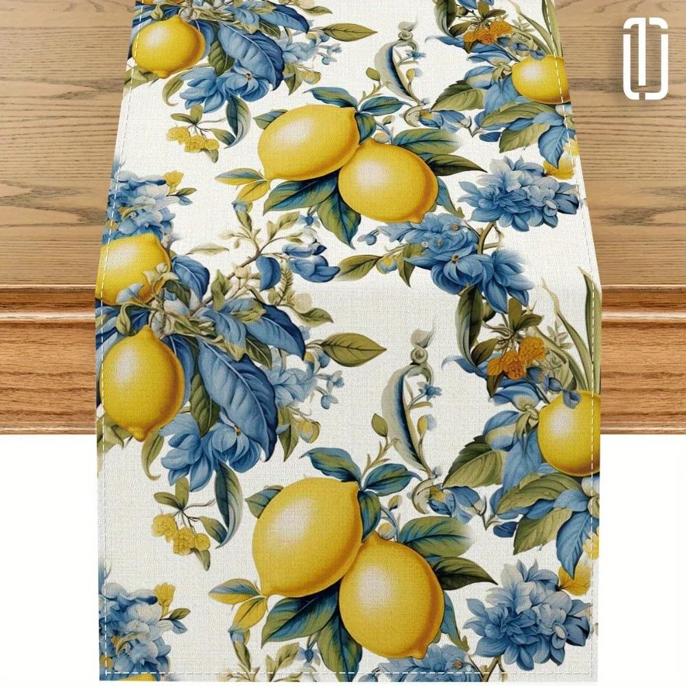 

Весенняя льняная дорожка с лимонным цветочным принтом, комод, шарф, декор, сезонные летние ботанические скатерти, декор для праздничной вечеринки в фермерском доме