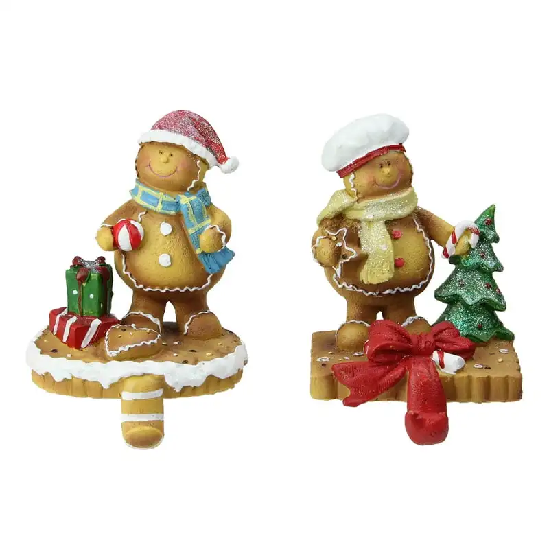 

Polyresin Gingerbread Christmas Stocking Holders, (2 Count)