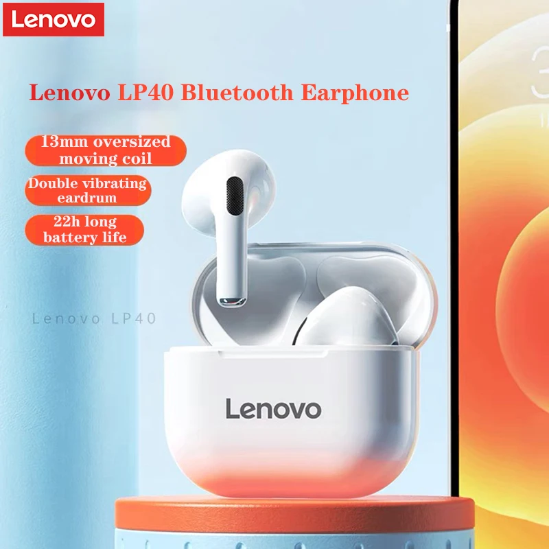 

Lenovo LP40 беспроводные наушники Bluetooth 5,0 TWS Спортивная гарнитура стерео наушники шумоподавление бас сенсорное управление длительное время ожи...