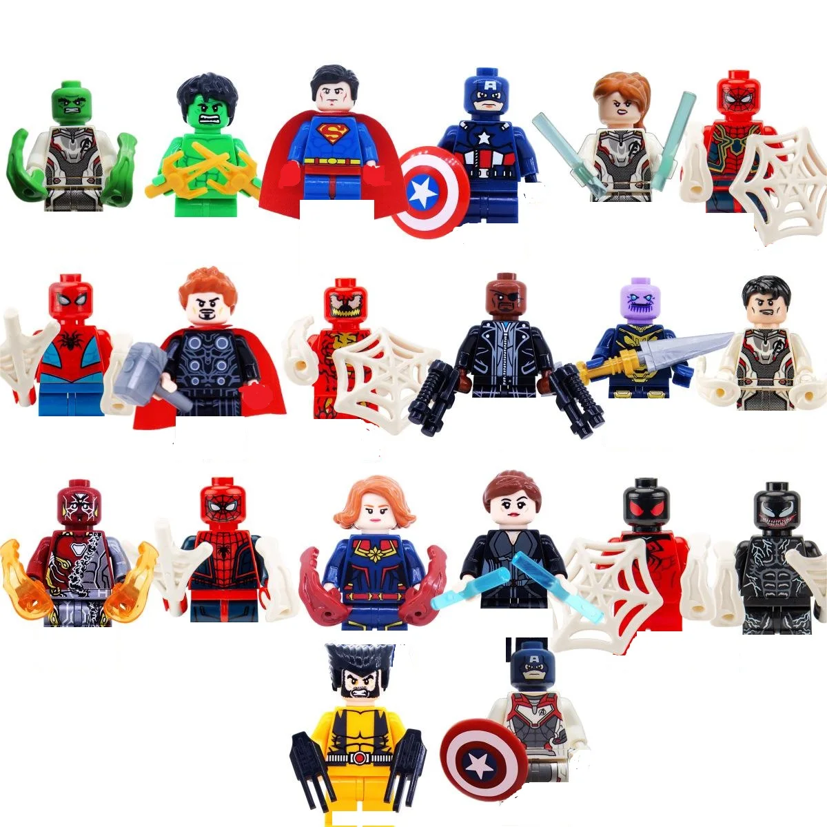 

Marvel superhero Spider Man Iron Man Captain America Avengers League 3 Heroes 4 series puzzle children's puzzle block doll toy b