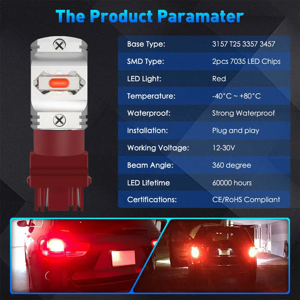 Супер красный задний фонарь тормоза Glofe 3157R 3057 4057 48Smd яркая мощность | Автомобили и