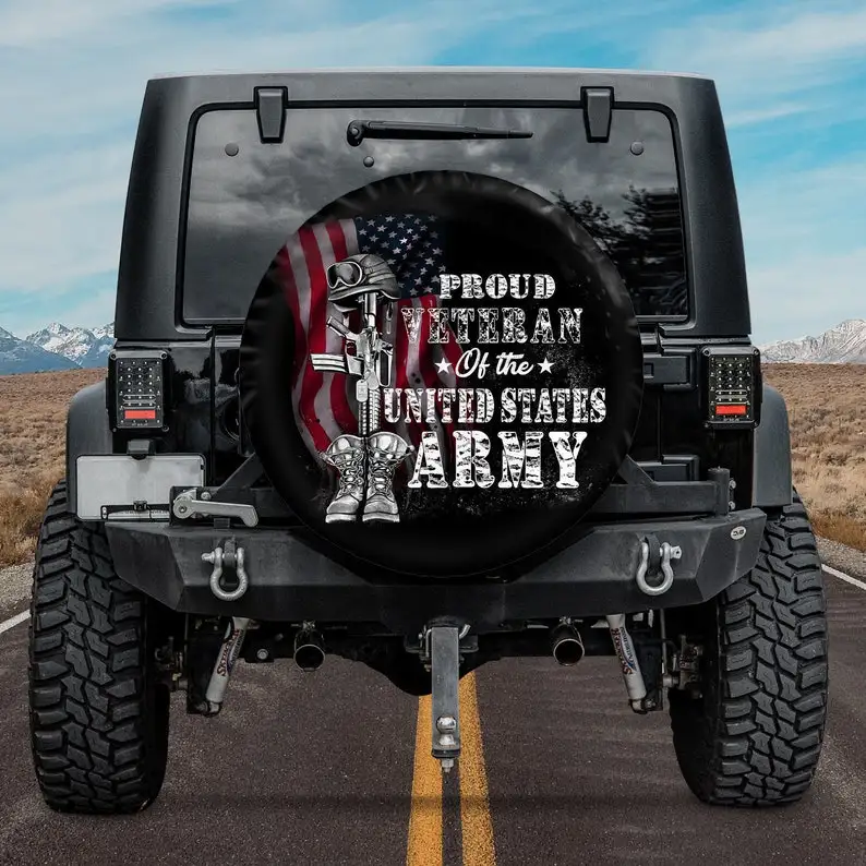 

Proud Veteran Of The United State - Army Spare Tire Cover For Car - Car Accessories, Custom Spare Tire Covers Your Own,