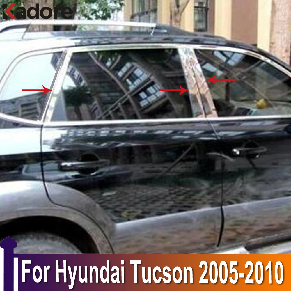 

For Hyundai Tucson 2005-2010 Stainless Steel Car Pillar B+C Trim Cover Window Decoration Strip Exterior Accessories