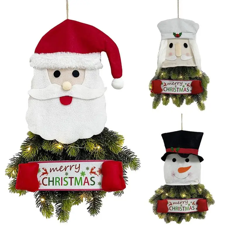 

Lighted Santa Claus Wreath Standing Santa Claus Dolls Light Up Snowman Pendant Wreath Seasonal Decorations gift for kids