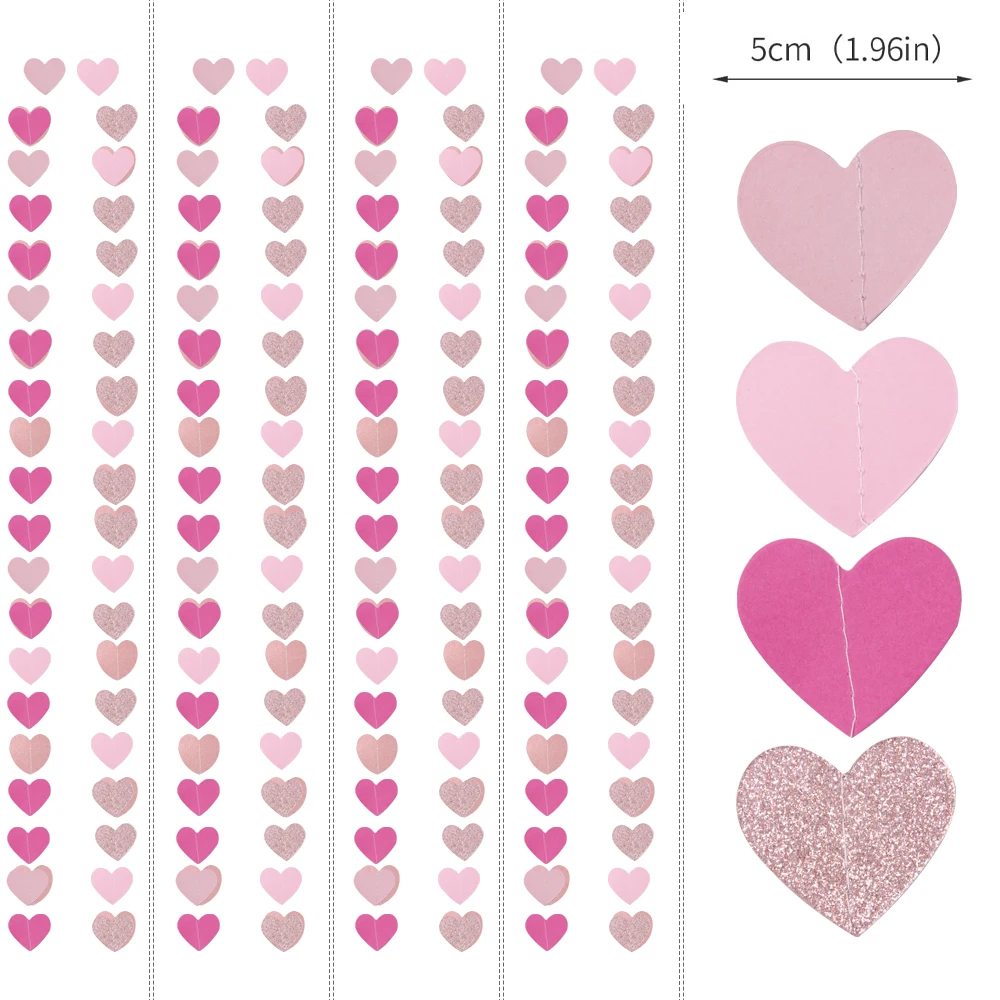 

Красная розовая бумажная гирлянда в форме сердца