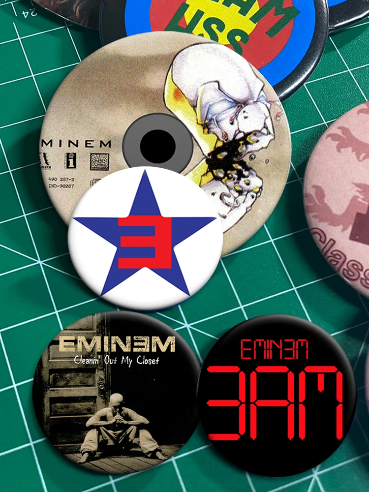 32445058 мм Обложка музыкального альбома Eminem, компакт-диск, булавки для лацканов, креативные значки, мультяшные броши для рюкзака, шляпы, воротника, украшения, подарки (art.: 3920cd34b0ccd) - 3920cd34b0ccd