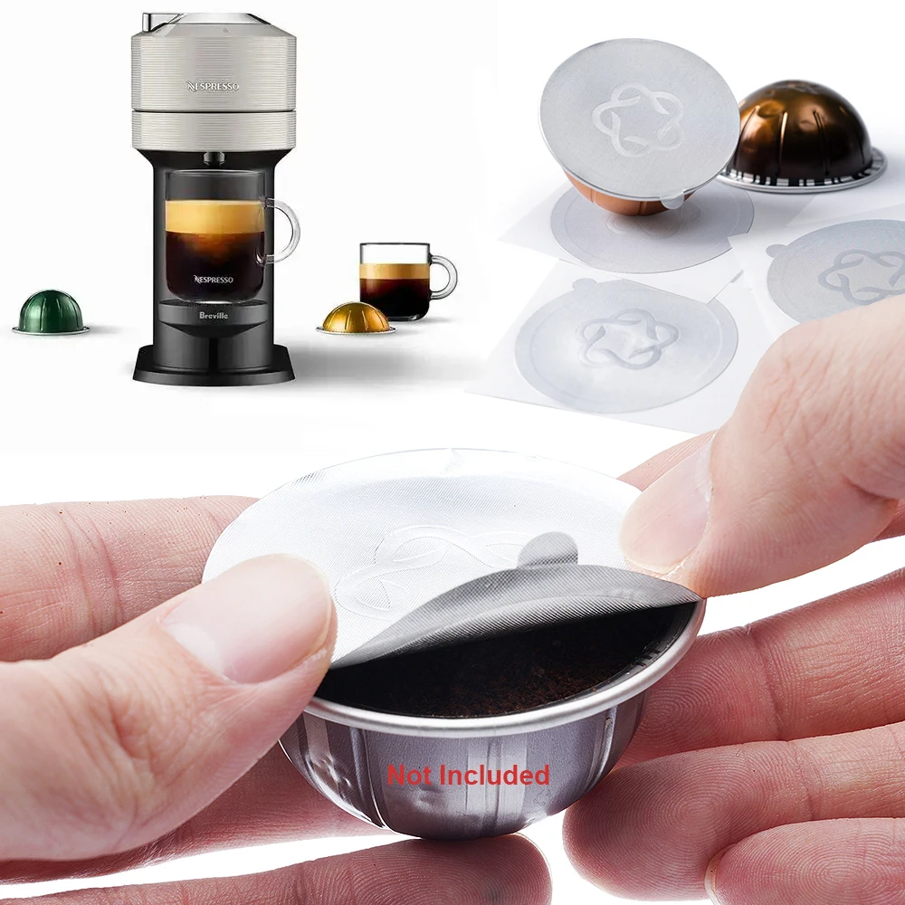 Disposable Refillable Capsules Pods Lids Aluminum Seals Stickers For Nespresso Vertuo Next Automatic Coffee Cafe Machine Maker