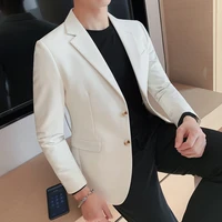men blazers slim autumn suit blazer business formal party male suit one button lapel casual long sleeve pockets top plus size