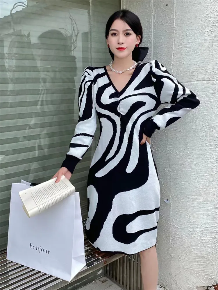 Женское трикотажное платье с длинным рукавом Anteef Повседневное платье-свитер