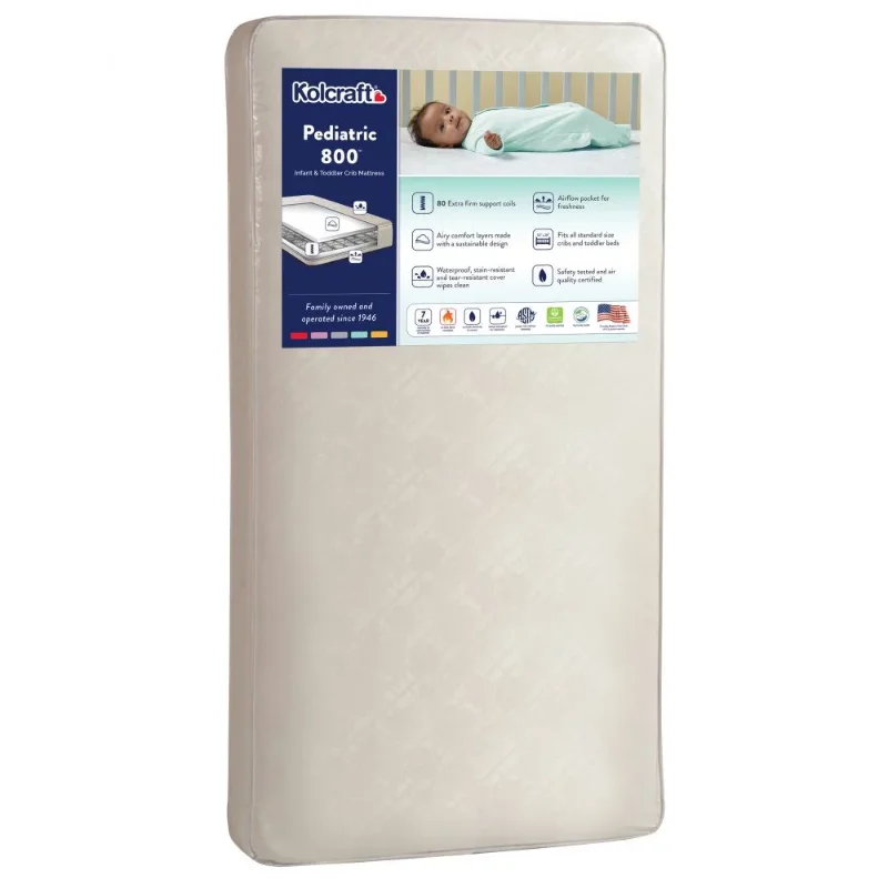 

800 Extra Firm 80 Coil Crib and Toddler Mattress, White Hypoallergenic Materials and No Added Flame Retardants Mattresses