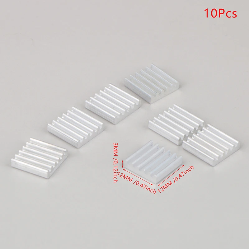 

10Pcs Aluminum Heatsink Heatsink Fans Cooler Radiator Heat Sink for Memory Cooler 12*12*3MM
