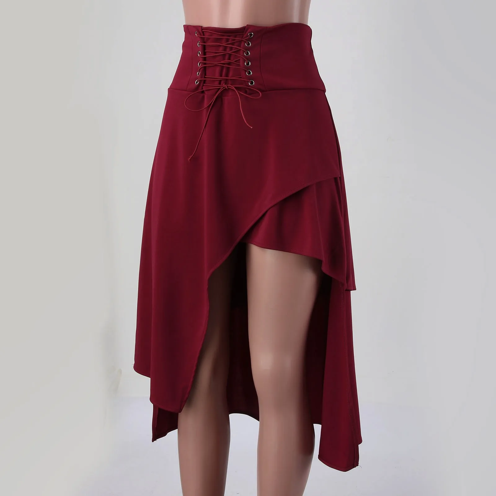 Женская юбка в готическом стиле винтажная с асимметричным подолом и кружевной