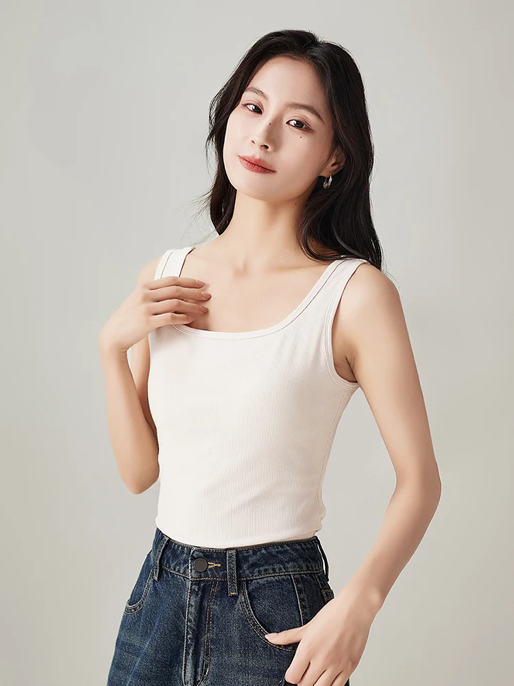 Sofsier осень 2023 новый эластичный облегающий цельный базовый жилет женский топ на